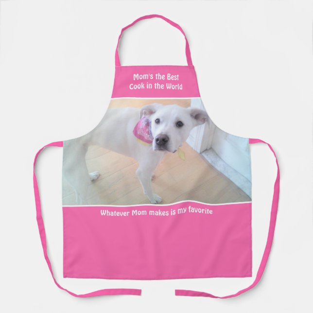 Foto Niedlicher süßer weißer Welpen Hund Pink Best Schürze (Vorderseite)