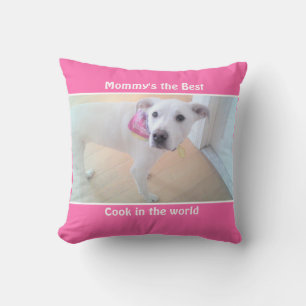 Foto Niedlicher süßer weißer Welpen Hund Pink Momm Kissen