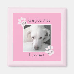 Foto Niedlicher weißer Hund Monogramm rosafarbene Magnet