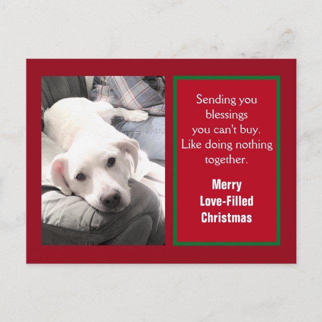 Foto Niedlicher Welpenhund mit Vater Weihnachten (Vorderseite)