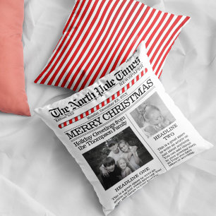 Foto North Pole Newspapier Weihnachts Trendy Kissen