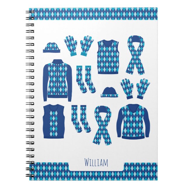 Foto-Notebook mit blauer Raute Notizblock (Vorderseite)
