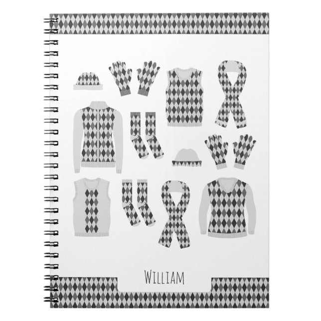 Foto-Notebook mit grauer Raute Notizblock (Vorderseite)