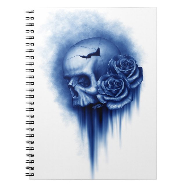 Foto Notebook/Skull mit Rose Notizblock (Vorderseite)