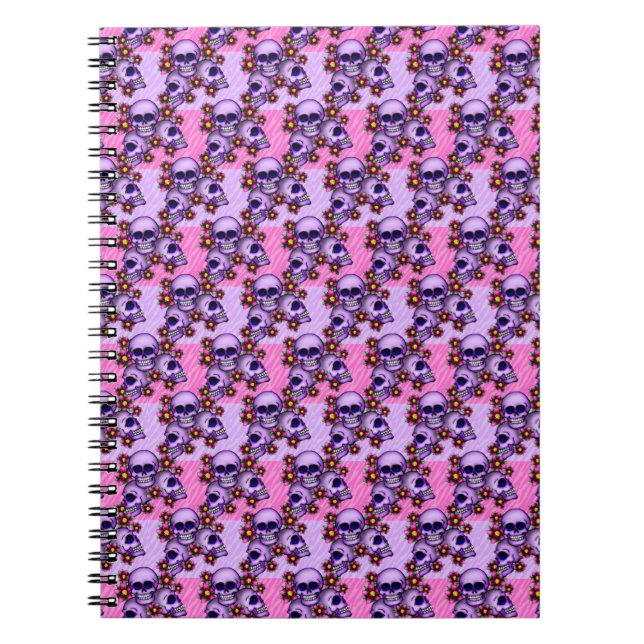 Foto Notebook/Skulls und Blume Notizblock (Vorderseite)