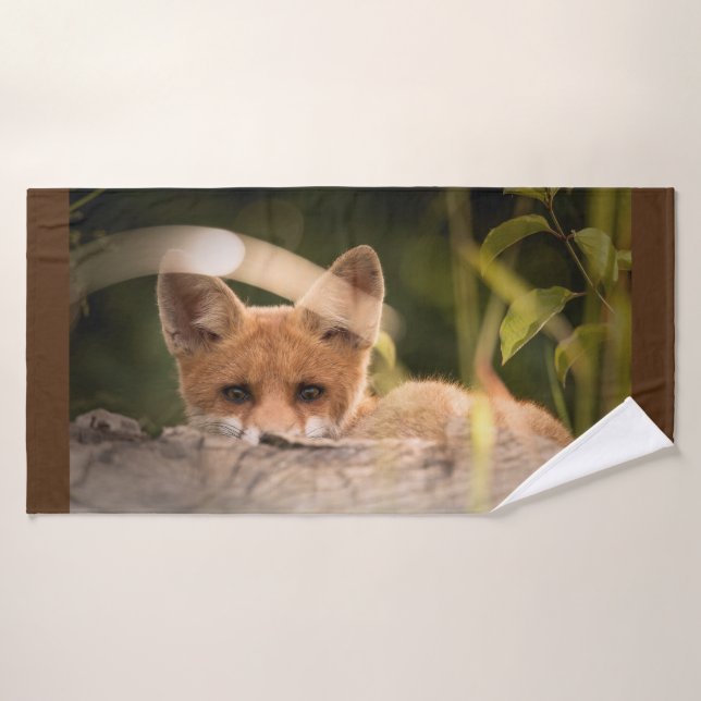 Foto of a Cute Little Orange Fox Badhandtuch Set (Badehandtuch)