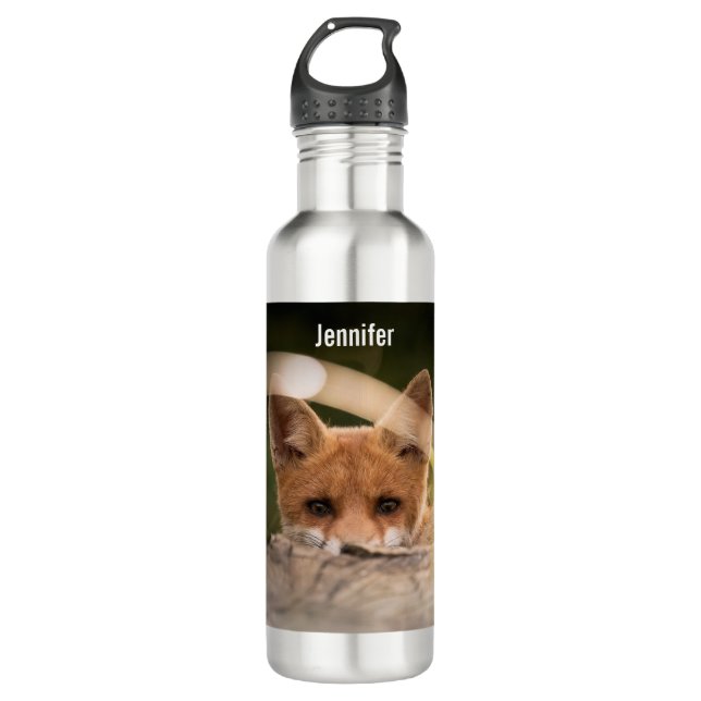 Foto of a Cute Little Orange Fox Edelstahlflasche (Vorderseite)