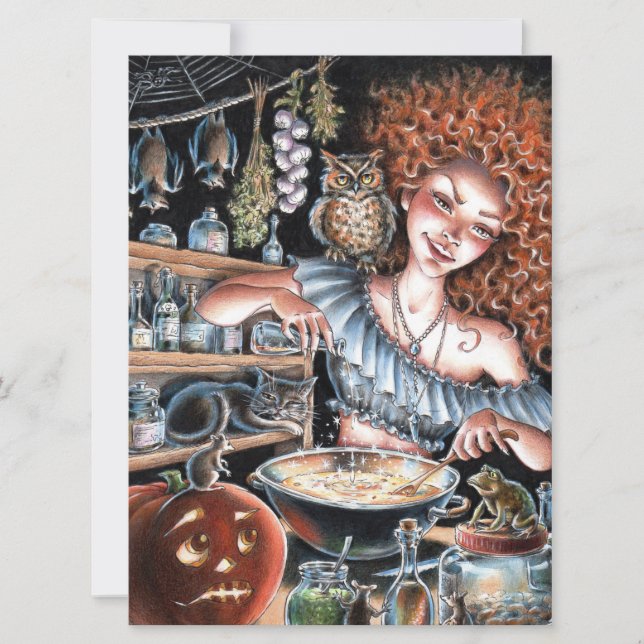 Foto of Magic Hexe Kitchen Pumpkin Cat Art Card (Vorderseite)
