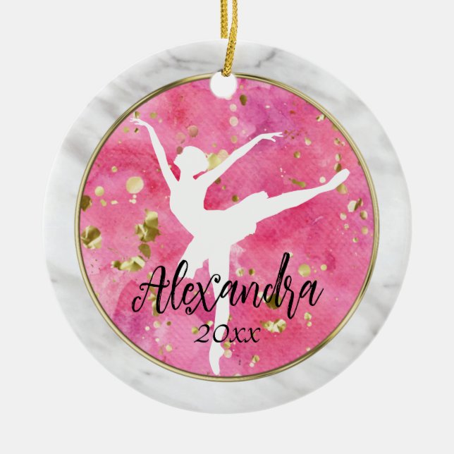 Foto on Back Ballerina Ballet Keramik Ornament (Vorne)