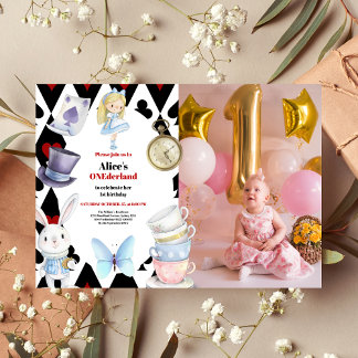 Foto Onederland Alice im Wunderland 1. Geburtstag Einladung
