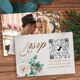 Foto Online UAWG QR Code Weißer Rose Eukalyptus Begleitkarte