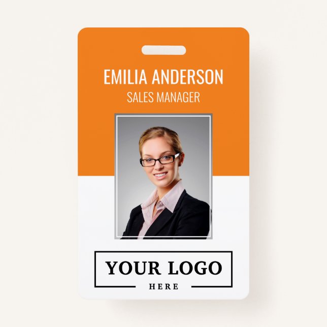 Foto Orange für kundenspezifische Firmenlogos Ausweis (Vorderseite)