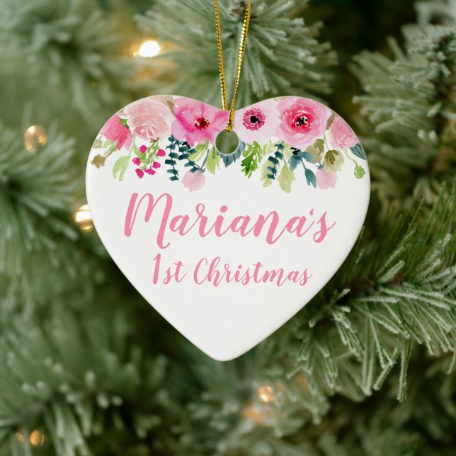 Foto Ornament Baby's 1. Weihnachts Pink Blütenbrau (Baum)