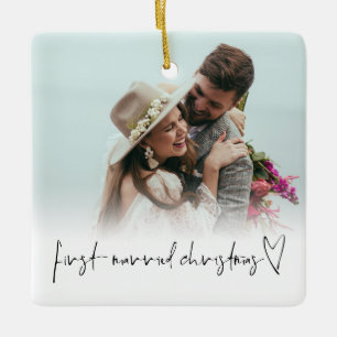 Foto Overlay Erste Verheiratete Weihnachtsnamen Ja Keramikornament