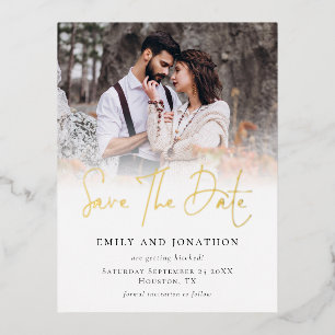 Foto-Overlay-Hochzeit Speichern Sie die Datumsanze Folien Feiertagspostkarte