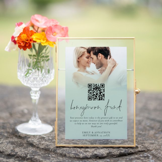 Foto Overlay Honeymoon Fund Hochzeitssymbol Poster (Available printed or as a digital download. Frame is for illustrative purposes only)