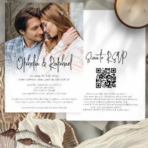 Foto Overlay Informelles Skript QR Code Boho Hochz Einladung