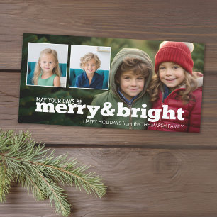 Foto Overlay Merry and Bright Holiday Collage Feiertagskarte