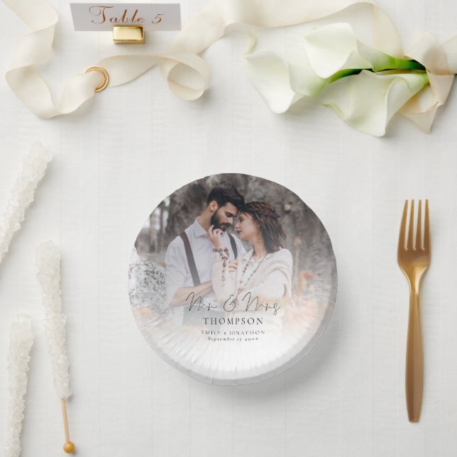 Foto Overlay Mr. Script Names Date Wedding Pappteller (Hochzeit)
