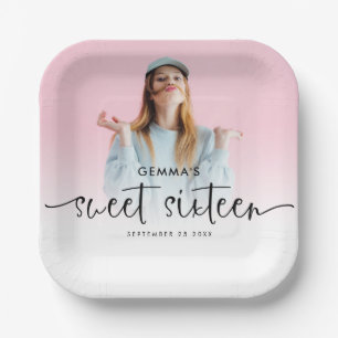 Foto Overlay Name Date-Skript 16 . Geburtstag Pappteller