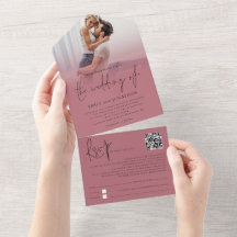 Foto Overlay QR Code Rose Gold Script Hochzeit