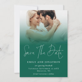 Foto Overlay QR Emerald Green Script Wedding Save The Date