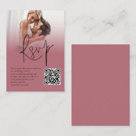Foto Overlay Script QR Rose Gold Wedding RSVP Begleitkarte