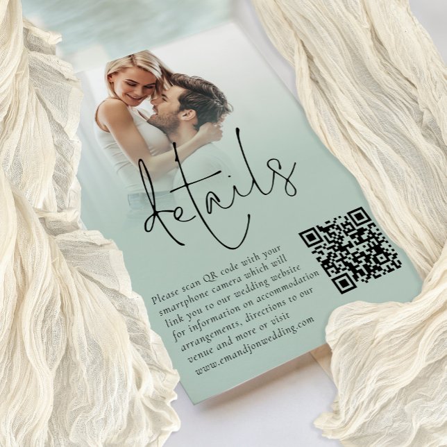 Foto Overlay Script QR Sage Wedding Details Card Einladung (Von Creator hochgeladen)