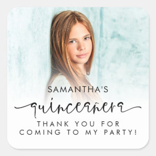 Foto Overlay Script Quinceañera Vielen Dank Quadratischer Aufkleber