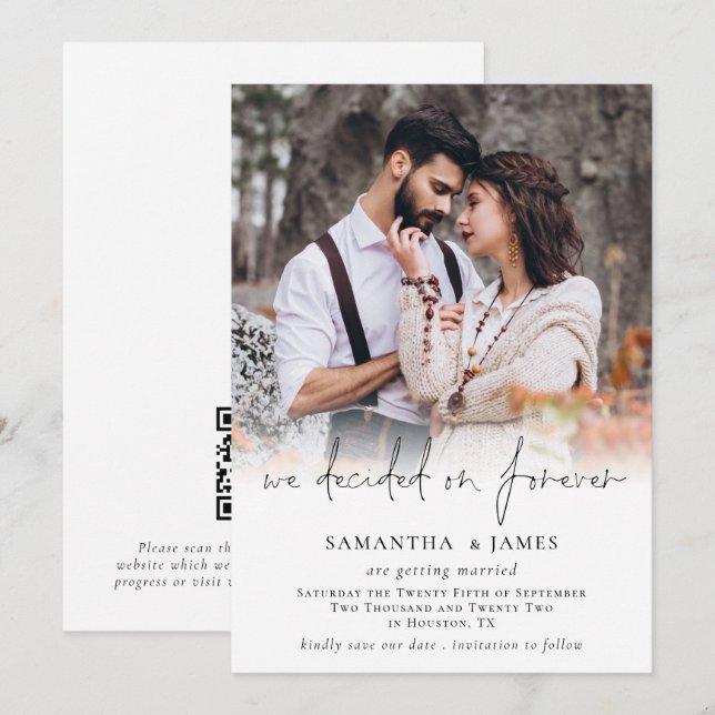 Foto-Overlay-Skript entscheidet für ewige Hochzeit Save The Date (Vorne/Hinten)