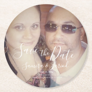 Foto-Paar Save-the-Date Hochzeitsverlobung Runder Pappuntersetzer