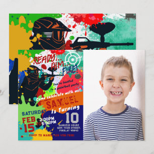 Foto Paintball Geburtstagseinladung, Paintball Einladung