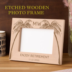 Foto Palm Bäume Genießen Ruhestand Monogramm Geätzte Rahmen