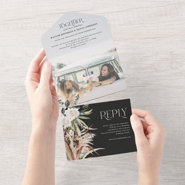Foto pampas eucalyptus wedding all in one einladung (Abreißen)