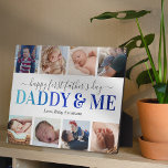 Foto Papa & Me Fotoplatte<br><div class="desc">Elegante Tagesbilderplakette mit dem niedlichen Sprichwort "daddy & me" in einem blauen Gradienten Schriftart, 6 Fotos für Sie zu ersetzen mit Ihrem eigenen, und den Kinder-Namen.</div>
