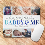 Foto Papa & Me Mousepad<br><div class="desc">Elegantes Mousepad des ersten Vaters mit dem niedlichen Sprichwort "daddy & me" in einem blauen Farbverlauf Schriftart, 6 Fotos für Sie zu ersetzen durch Ihre eigenen, und den Kinder-Namen.</div>