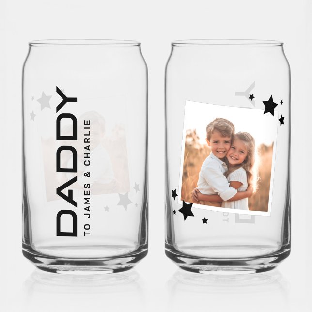 Foto Papa von der Moderne Dosenglas (Modern photo daddy father's day kids names can glass)