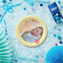Foto-Papier-Teller Taufe Gelbe Dusche