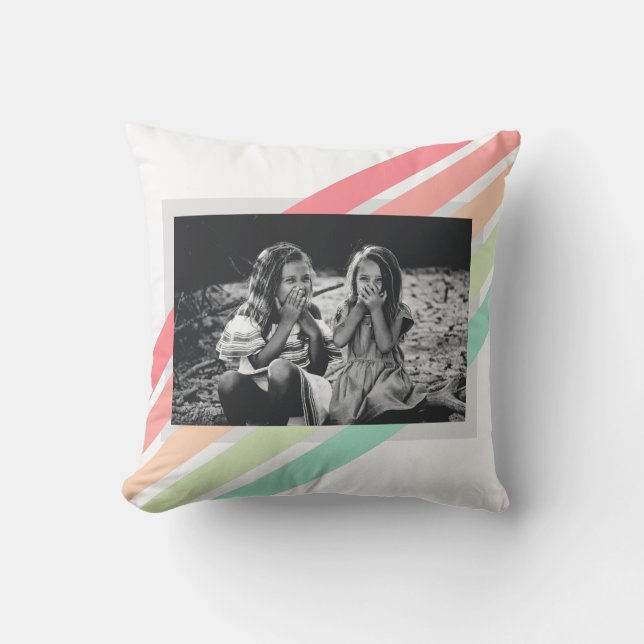 Foto Pastell Regenbogen Streifen Custom Gift Kissen (Vorderseite)