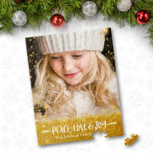 Foto Peace Liebe Joy Typografy Gold Stars Glitzer