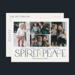 Foto Peace Navy Gold Feiertagspostkarte<br><div class="desc">In diesem Foto,  in dem Sie die Postkarten begrüßen,  wird neben dem Gruß "Spirit of Peace" in großen - und Goldbriefen auf Elfenbeinhintergrund auch der Gruß "Spirit of Peace" mit vier Ihrer liebsten Fotos,  Familienname & Jahreszeit,  gefeiert.</div>