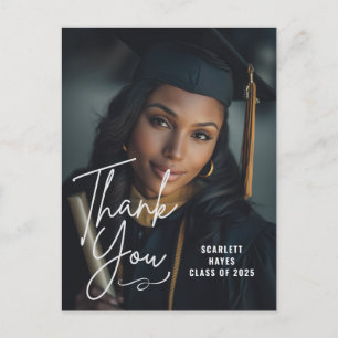 Foto personalisiert Abschluss   Lässig Handschrift Postkarte