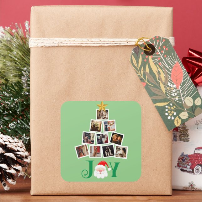 Foto Personalisiert Freude Weihnachten Quadratischer Aufkleber (Feiertag)