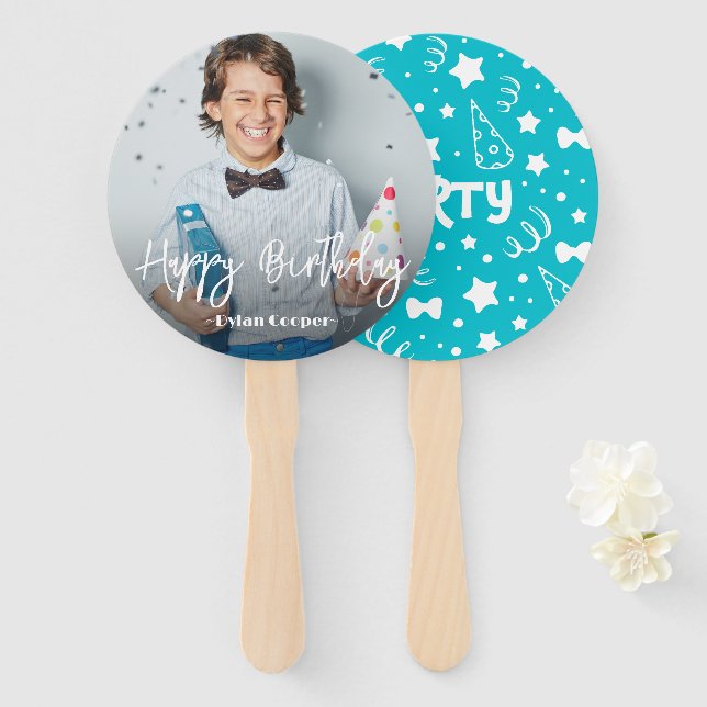 Foto Personalisiert Geburtstag Handfächer (Vorne und Hinten)