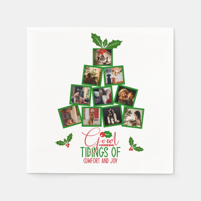 Foto Personalisiert Grüne Weihnachten Serviette (Vorderseite)
