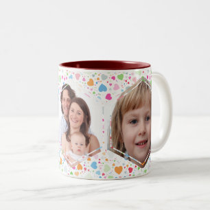 Foto personalisiert Heart Collage Zweifarbige Tasse