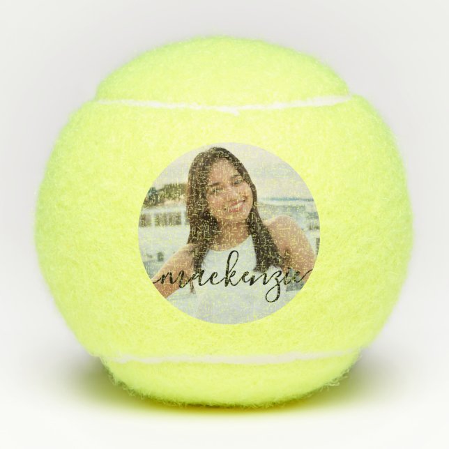 Foto Personalisiert mit Skriptname Tennisbälle (Vorderseite)