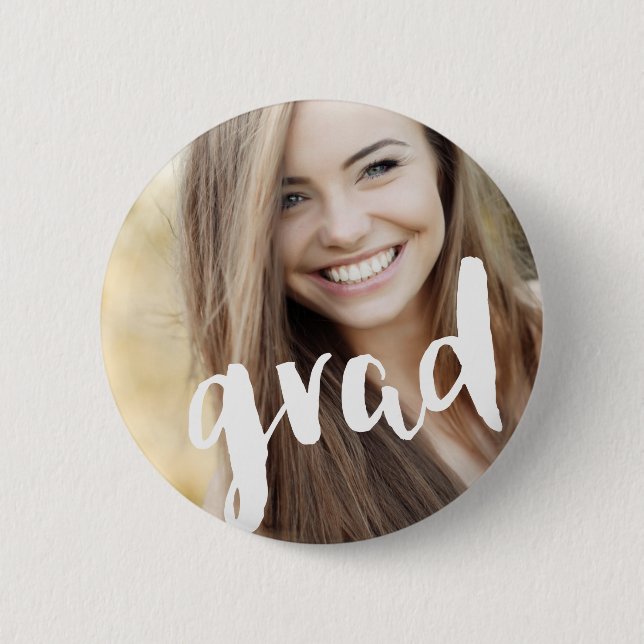 Foto Personalisiert Moderne Grad Celebration Button (Vorderseite)