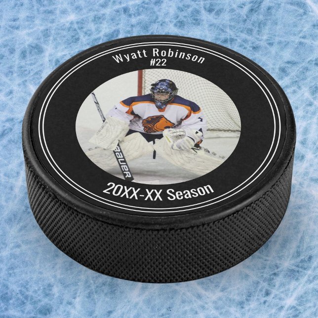 Foto Personalisiert Player Ice Hockey Eishockey Puck (Commemorate a stellar season with a personalized photo hockey puck.)