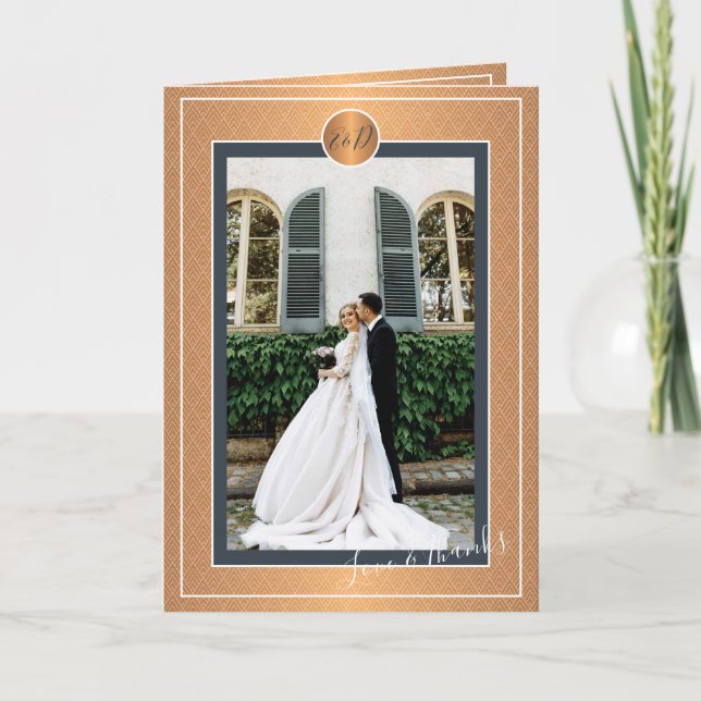 Foto personalisierte Hochzeit der Marine Dankeskarte (Vorderseite)